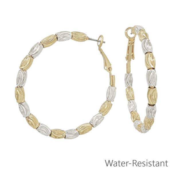 OVAL TEXTURED METAL CCB HOOP EARRING