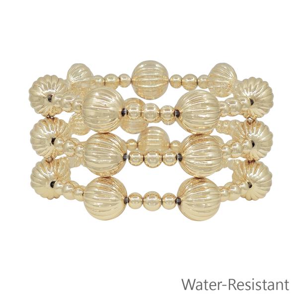 3 SET TEXTURED METAL BALL CCB BRACELET