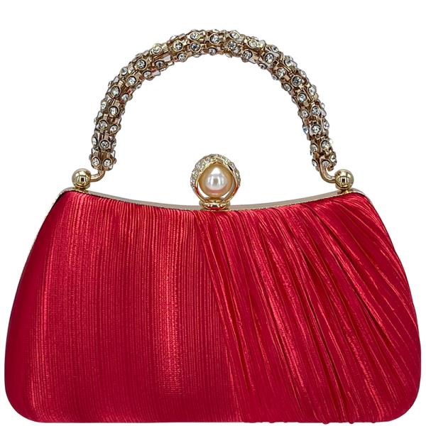 ELEGANT CHIC RHINESTONE PEARL DESIGN HANDLE EVENING BAG
