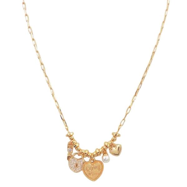 RONDELL HEART LOCK CHARM PENDANT NECKLACE