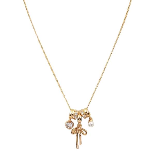 RONDELL BOW AND PEARL CHARM PDT NECKLACE