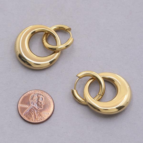STANLESS STEEL DOUBLE CIRCLE METAL LINK EARRING