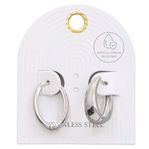 OVAL STAINLESS STEEL HOOP EARRING