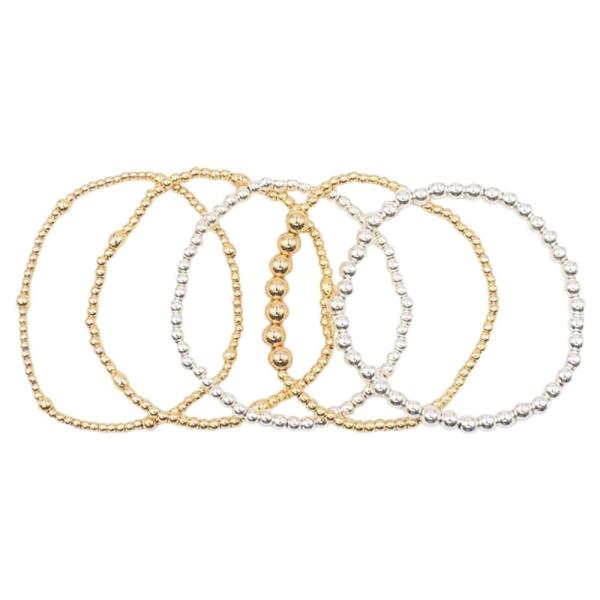 5PCS CCB BEAD STRETCH BRACELET SET