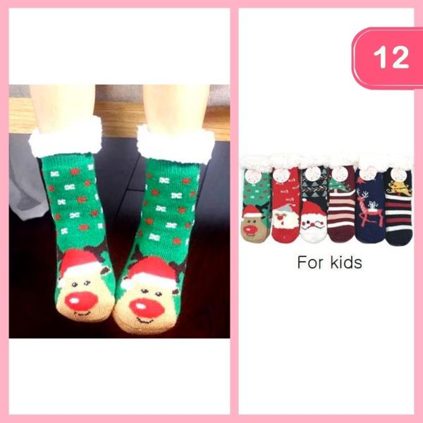 KIDS CHRISTMAS WARM SOCKS (12 UNITS)