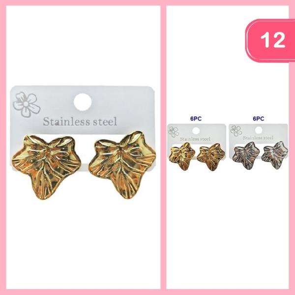 STAINLESS STEEL LEAF EARRINGS (12 UNITS)