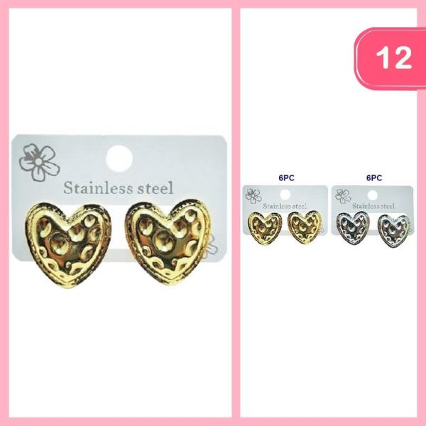 STAINLESS STEEL HEART EARRINGS (12 UNITS)