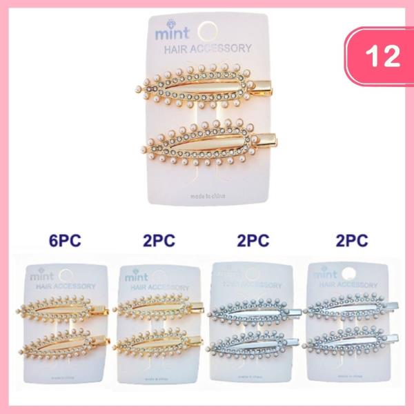 RHINESTONE PEARL HAIR PIN (12 UNITS)