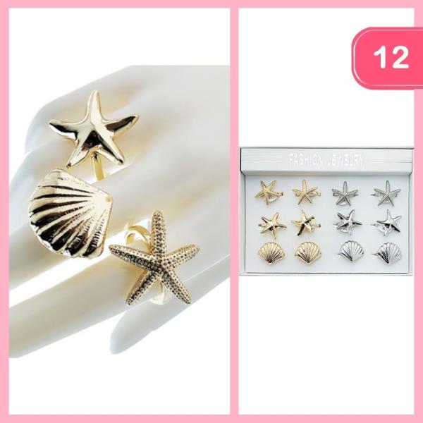 STARFISH SHELL METAL RING (12 UNITS)