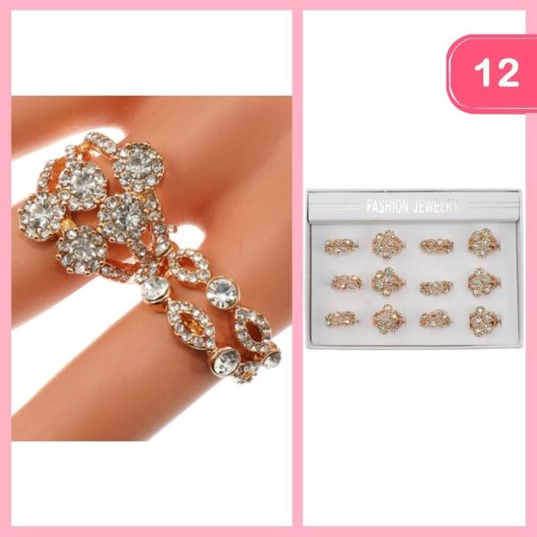 MIXED RHINESTONE RING (12 UNITS)