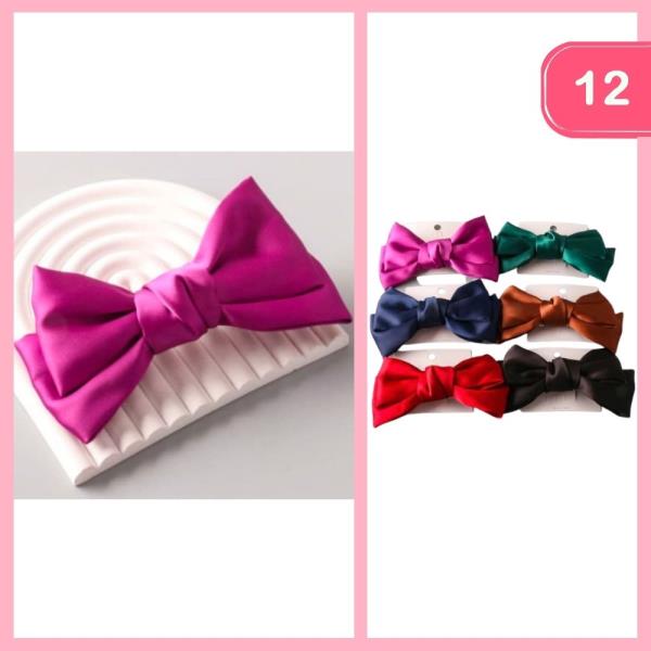 SATIN WINDSOR BOW CLIP (12 UNITS)