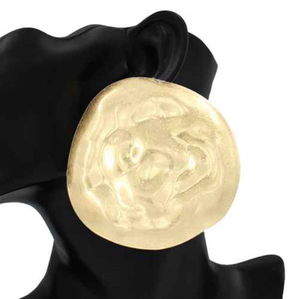 HAMMERED METAL ROUND STUD EARRING