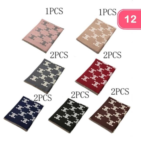 MONOGRAM KNIT OBLONG SCARF (12 UNITS)