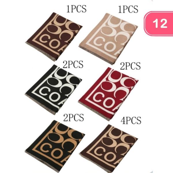 ROUND GEOMETRIC MONOGRAM KNIT OBLONG SCARF (12 UNITS)