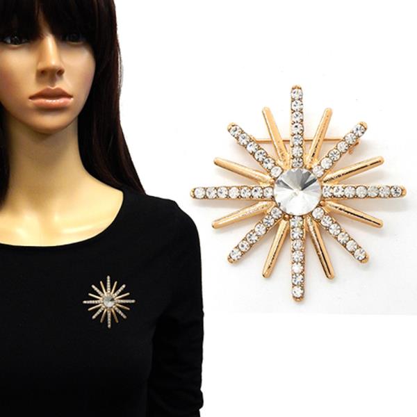 RHINESTONE SUNBLAST BROOCH