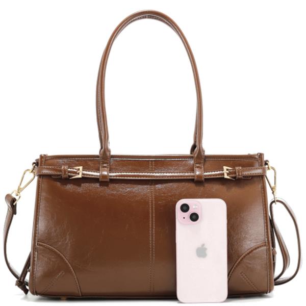 STYLISH BUCKLE DESIGN SATCHEL BAG