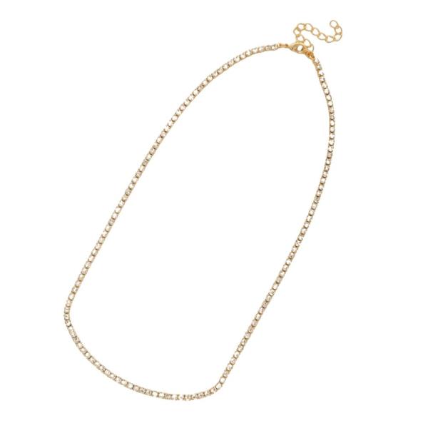 SODAJO GOLD DIPPED RHINESTONE TENNIS STYLE NECKLACE