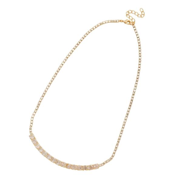 SODAJO GOLD DIPPED GRADIENT RHINESTONE TENNIS NECKLACE