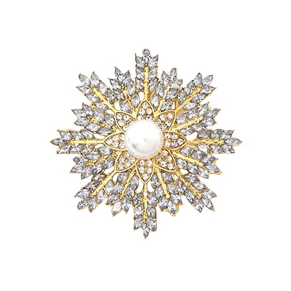 RHINESTONE AND GLASS FLOWER BROOCH