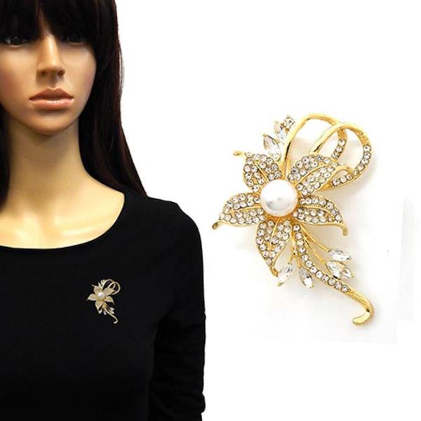 RHINESTONE FLOWER BROOCH