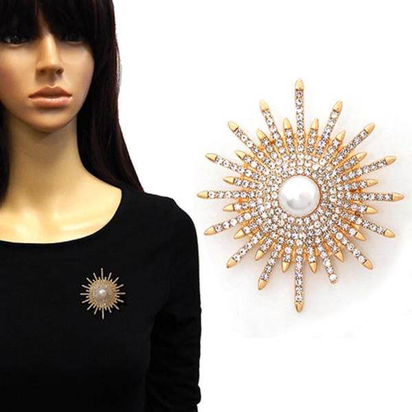 RHINESTONE STARBURST BROOCH