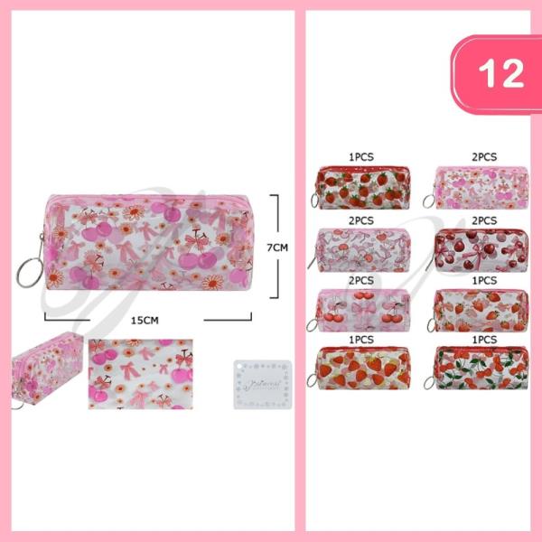 CHERRY BOW FLOWER KEYCHAIN COIN PURSE (12 UNITS)