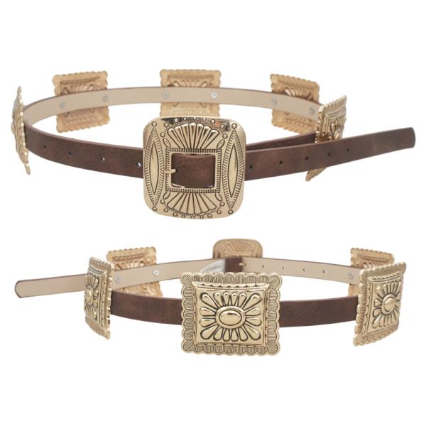 CONCHO LINKED WESTERN SKINNY BELT