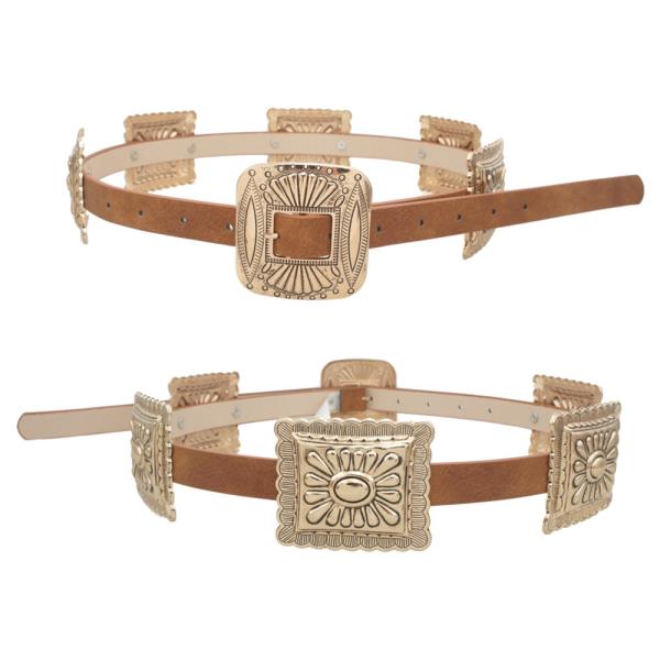 CONCHO LINKED WESTERN SKINNY BELT