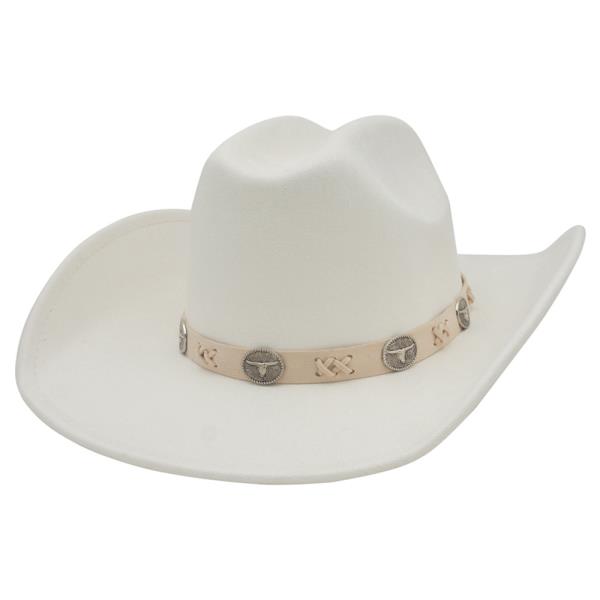 LONGHORN CONCHO FAUX SUEDE BANDED MICROSUEDE COWBOY HAT