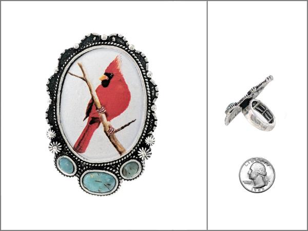 CARDINAL GARDEN PRINT HAND STONE RING