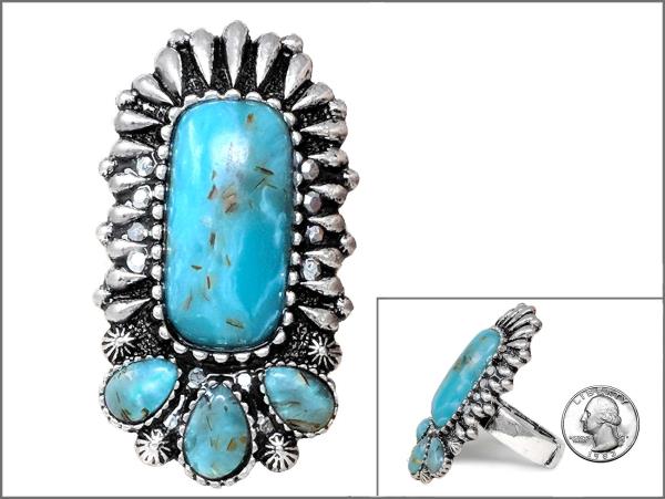 WESTERN TURQUOISE BEAD RING