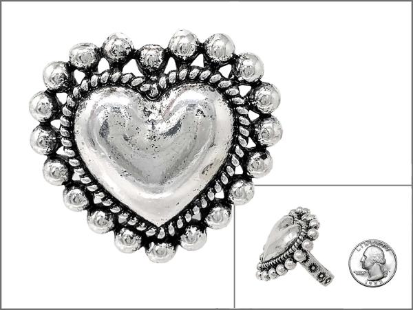 WESTERN BALL TEXTURE HEART SHAPE RING
