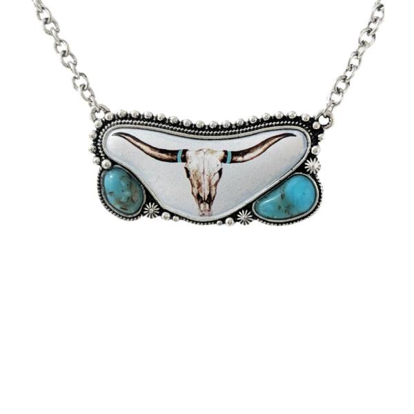 WESTERN PRINT TURQUOISE BEAD NECKLACE