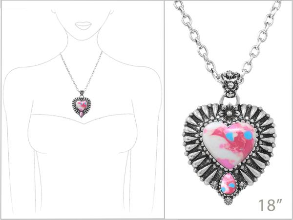 WESTERN HEART SHAPE PENDANT NECKLACE