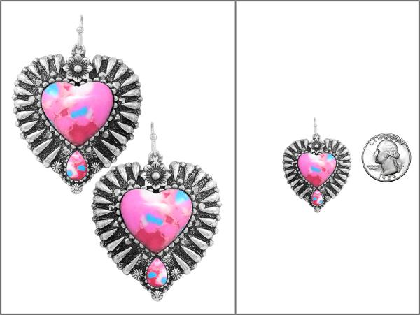 WESTERN HEART SHAPE DANGLE EARRING