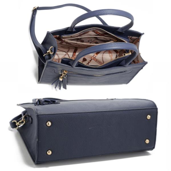 3IN1 TASSEL ZIPPER DESIGN HANDLE BAG W CROSSBODY AND WALLET SET