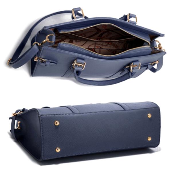 3IN1 BUCKLE DESIGN HANDLE SATCHEL W MINI BAG AND WALLET SET