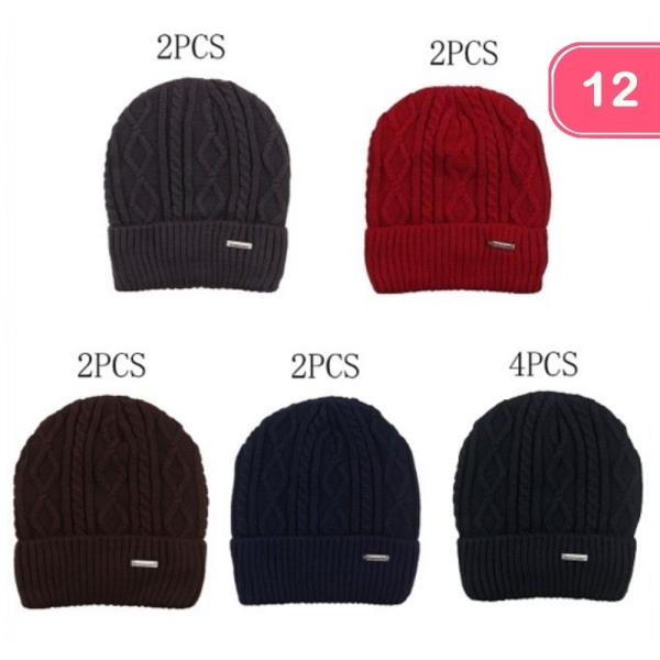 BASIC THICK RIB CUFF KNIT BEANIE (12 UNITS)