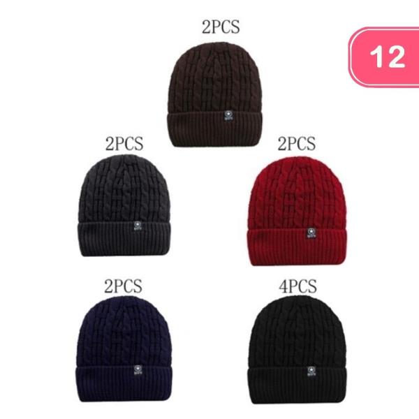 THICK CABLE KNIT BEANIE (12 UNITS)