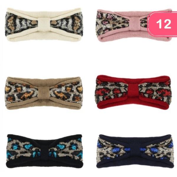LEOPARD PATTERN KNOTTED HEADBAND (12 UNITS)