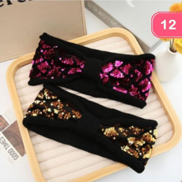SEQUIN TEXTURED KNOTTED HEADBAND (12 UNITS)