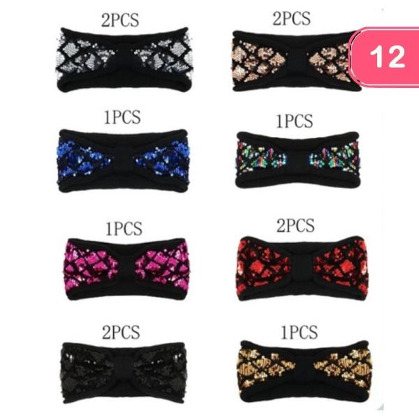 SEQUIN TEXTURED KNOTTED HEADBAND (12 UNITS)