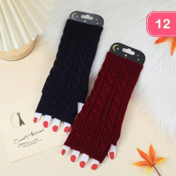 COZY CABLE KNIT FINGERLESS WINTER GLOVES (12 UNITS)