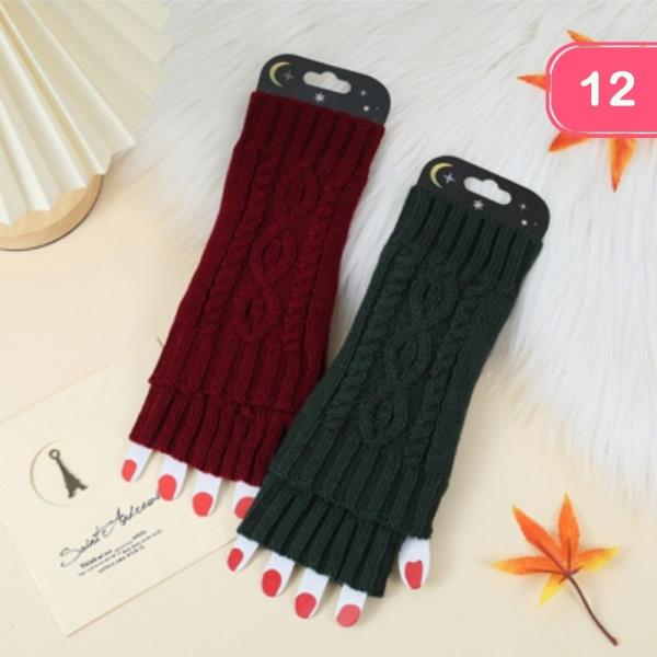COZY CABLE KNIT FINGERLESS WINTER GLOVES (12 UNITS)