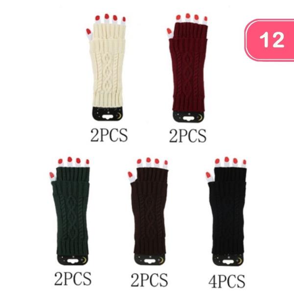 COZY CABLE KNIT FINGERLESS WINTER GLOVES (12 UNITS)
