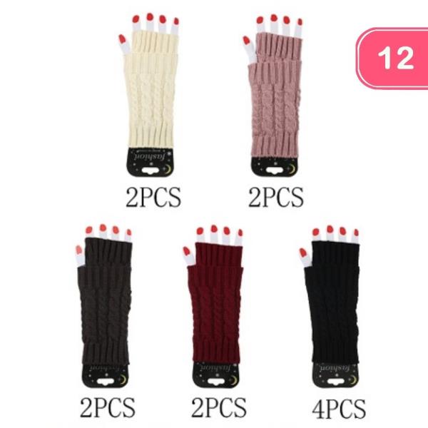 COZY CABLE KNIT FINGERLESS WINTER GLOVES (12 UNITS)