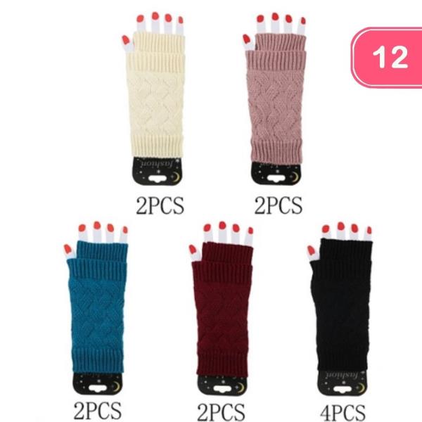 COZY CABLE KNIT FINGERLESS WINTER GLOVES (12 UNITS)