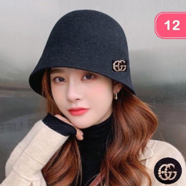 BUCKET HAT WITH GOLD BUTTON DETAIL (12 UNITS)