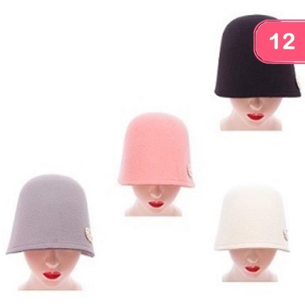 BUCKET HAT WITH GOLD BUTTON DETAIL (12 UNITS)
