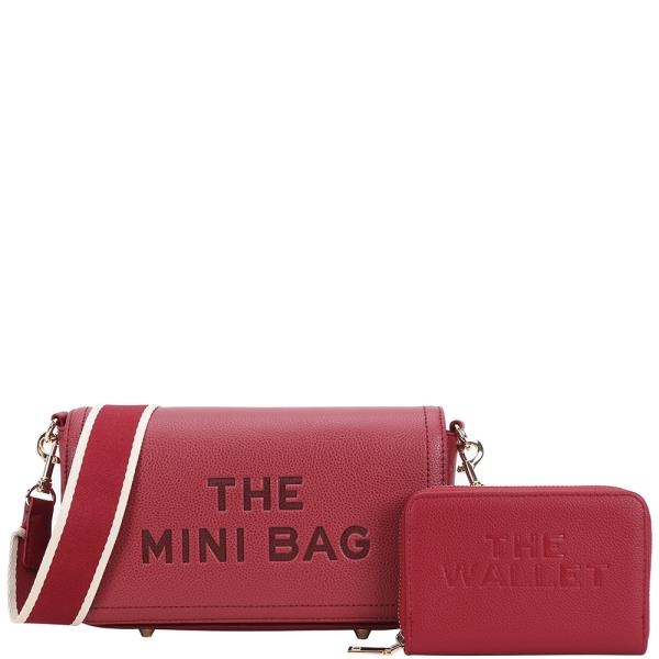 2IN1 TEXTURED DESING CROSSBODY W WALLET SET